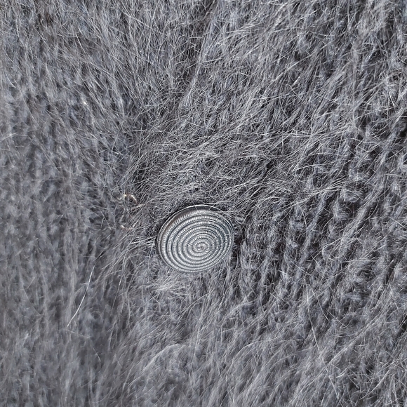 FUZZY Mohair blend cardigan coat flowers embroidery - Picture 6 of 15